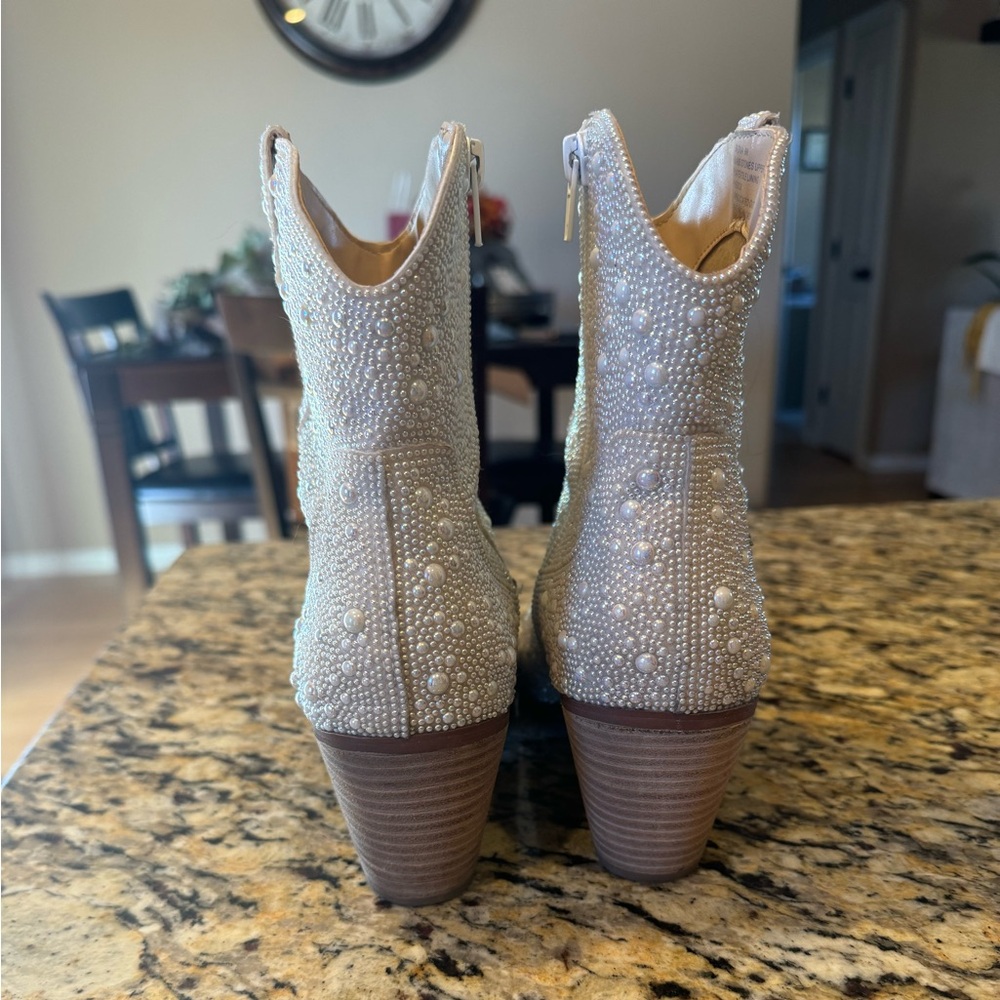 These booties have been worn once for my wedding ceremony. They are gorgeous! - Picture 2 of 3